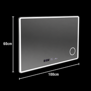 Ορθογώνιος καθρέφτης LED 100x60 Aura Riflesso Puro MotionGlow Marcello, Σύστημα Demister, Ρολόι, Ρυθμιζόμενο