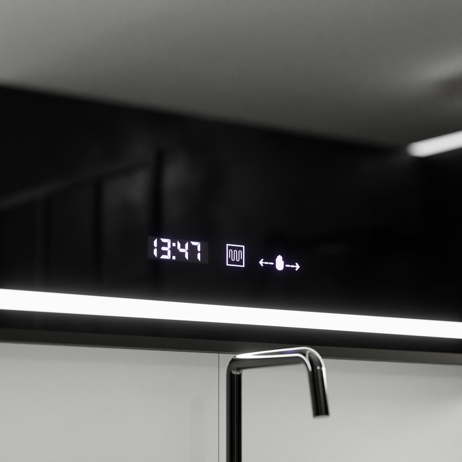 Ορθογώνιος καθρέφτης LED, 100x80 εκ., Verite Majeste Noir MotionGlow Marcello, Σύστημα αποθάμβωσης, Ρολόι & Θερμόμετρο, Καθρέφτες Dimable Marcello Προεπιλεγμένος τίτλος Alessandro Design