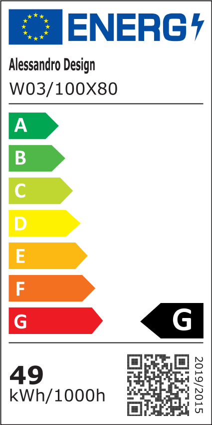 Ορθογώνιος καθρέφτης LED, 100x80cm, Verite Majeste Noir MotionGlow Marcello, Σύστημα Demister, Ρολόι, Ρυθμιζόμενο