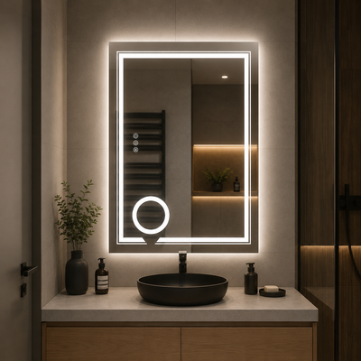 Ορθογώνιος καθρέφτης LED, 50x70cm, CANTO Touch, Σύστημα Demister, Dimmable