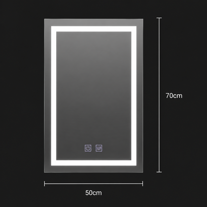 Ορθογώνιος καθρέφτης LED, 50x70cm, RADIANTE Touch, Demister System, Dimmable