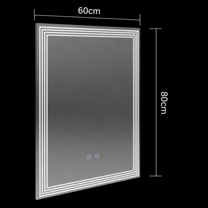 Ορθογώνιος καθρέφτης LED, 60x80cm, ADIS Touch, Demister System, Dimmable