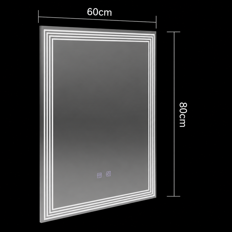 Ορθογώνιος καθρέφτης LED, 60x80cm, ADIS Touch, Demister System, Dimmable