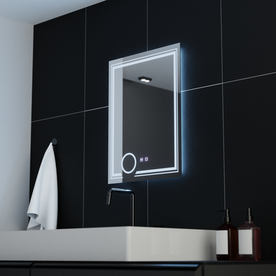 Ορθογώνιος καθρέφτης LED, 60x80cm, CANTO Touch, Σύστημα Demister, Dimmable