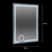 Ορθογώνιος καθρέφτης LED, 60x80cm, CANTO Touch, Σύστημα Demister, Dimmable