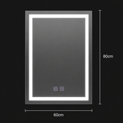 Ορθογώνιος καθρέφτης LED, 60x80cm, RADIANTE Touch, Demister System, Dimmable