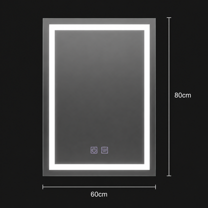 Ορθογώνιος καθρέφτης LED, 60x80cm, RADIANTE Touch, Demister System, Dimmable