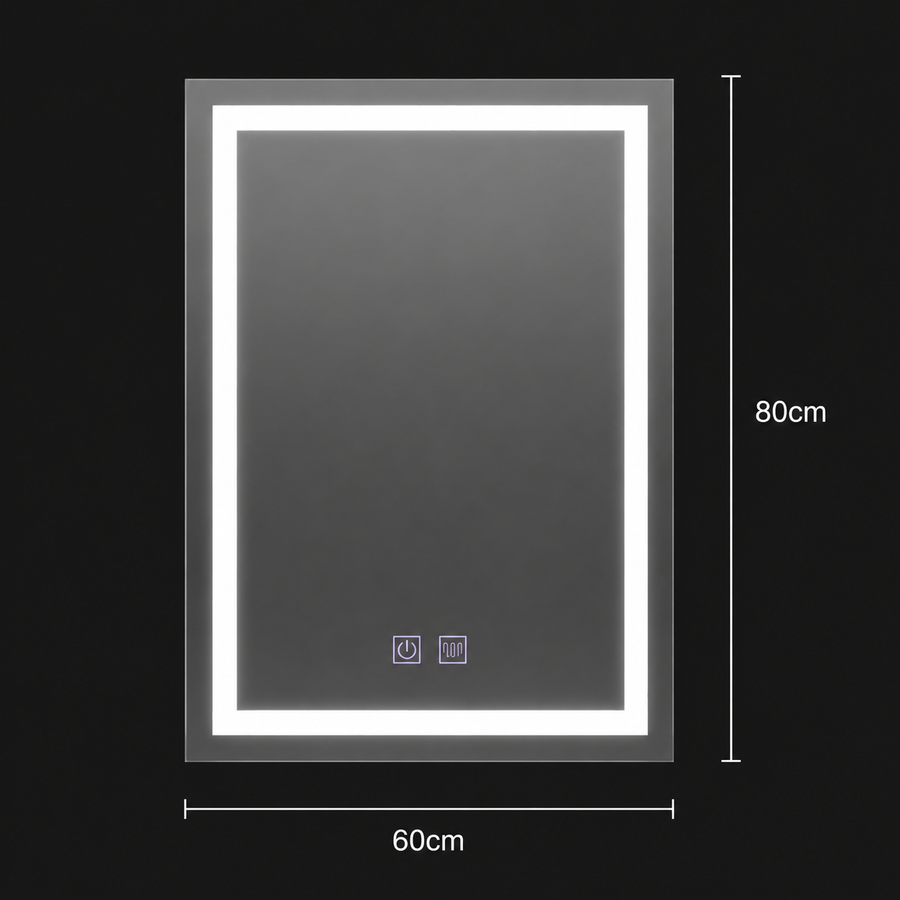 Ορθογώνιος καθρέφτης LED, 60x80cm, RADIANTE Touch, Demister System, Dimmable