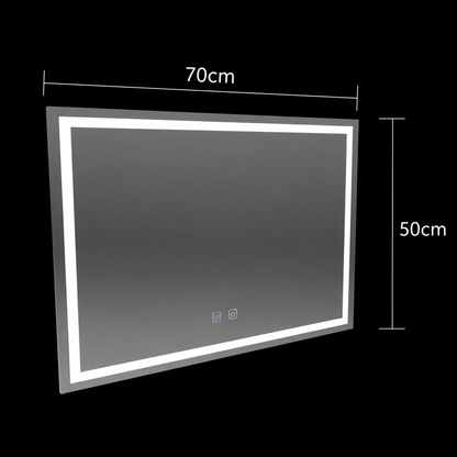 Ορθογώνιος καθρέφτης LED, 70x50cm, RADIANTE Touch, Demister System, Dimmable