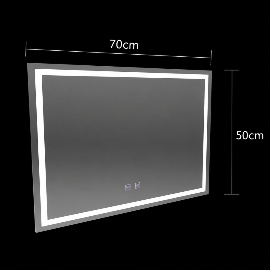 Ορθογώνιος καθρέφτης LED, 70x50cm, RADIANTE Touch, Demister System, Dimmable