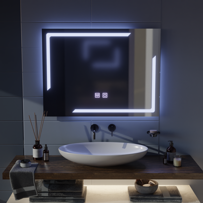 Ορθογώνιος καθρέφτης LED, 80x60cm, ECLISSA Touch, Demister System, Dimmable