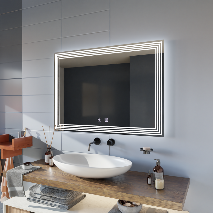 Ορθογώνιος καθρέφτης LED, Demister, 80x60cm, ADIS Basic Touch Mirrors Korman E Προεπιλεγμένος τίτλος Alessandro Design