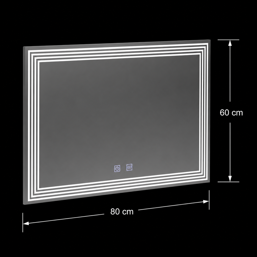 Ορθογώνιος καθρέφτης LED, Demist, 80x60cm, ADIS Basic Touch