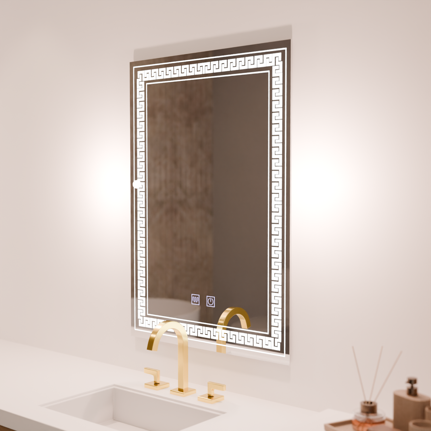 Ορθογώνιος καθρέφτης LED, 60x80cm, Touch Vivido, Σύστημα Demister, Dimmable Mirrors Korman E Προεπιλεγμένος τίτλος Alessandro Design