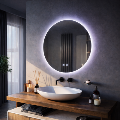 LED Στρογγυλός καθρέφτης, 60cm, Isolda, Touch, Demister System, Cold Light 6000k