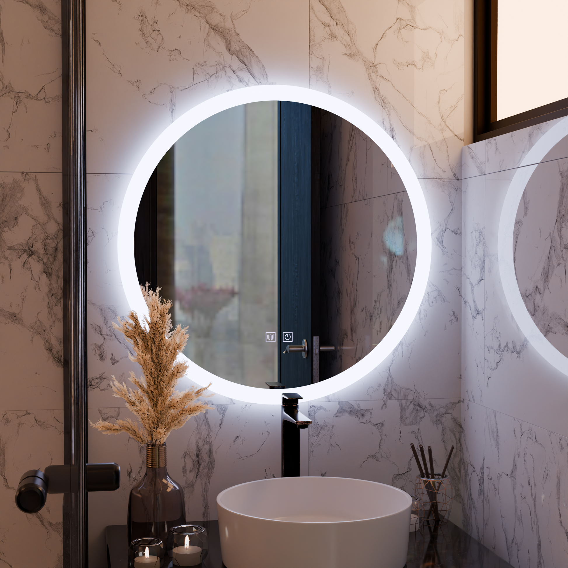 LED Στρογγυλός καθρέφτης, 50 cm, Noxia Touch, Σύστημα Demister, Dimmable Mirrors Korman E Προεπιλεγμένος τίτλος Alessandro Design