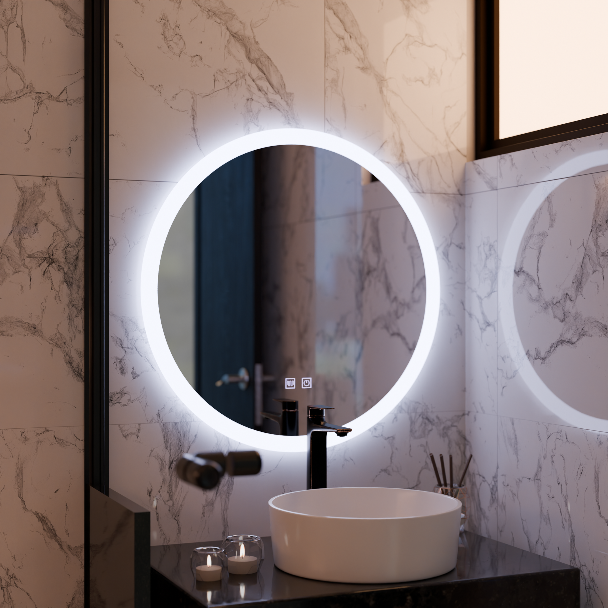LED Στρογγυλός καθρέφτης, 50 cm, Noxia Touch, Σύστημα Demister, Dimmable Mirrors Korman E Προεπιλεγμένος τίτλος Alessandro Design