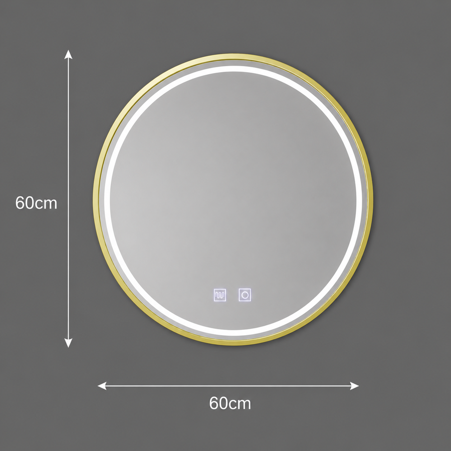 Στρογγυλός καθρέφτης LED, 60cm, Glanz Touch, Demister System, Dimmable