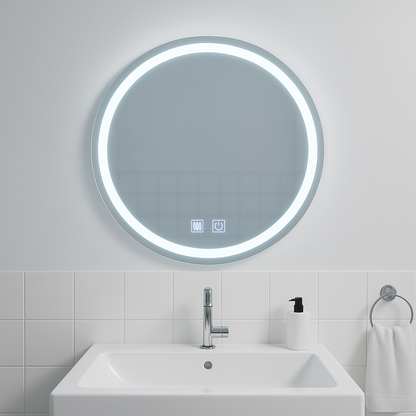 LED Στρογγυλός καθρέφτης, 60cm, Φωτισμός αφής, Σύστημα Demister, Dimmable Mirrors Korman E Προεπιλεγμένος τίτλος Alessandro Design
