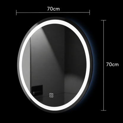 Στρογγυλός καθρέφτης LED, 70cm, Basic Touch