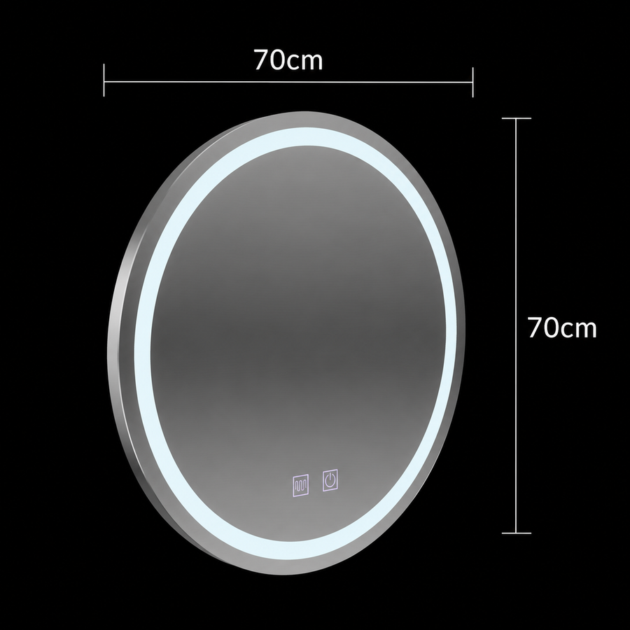 Στρογγυλός καθρέφτης LED, 70cm, Lucea Touch, Σύστημα Demister, Dimmable