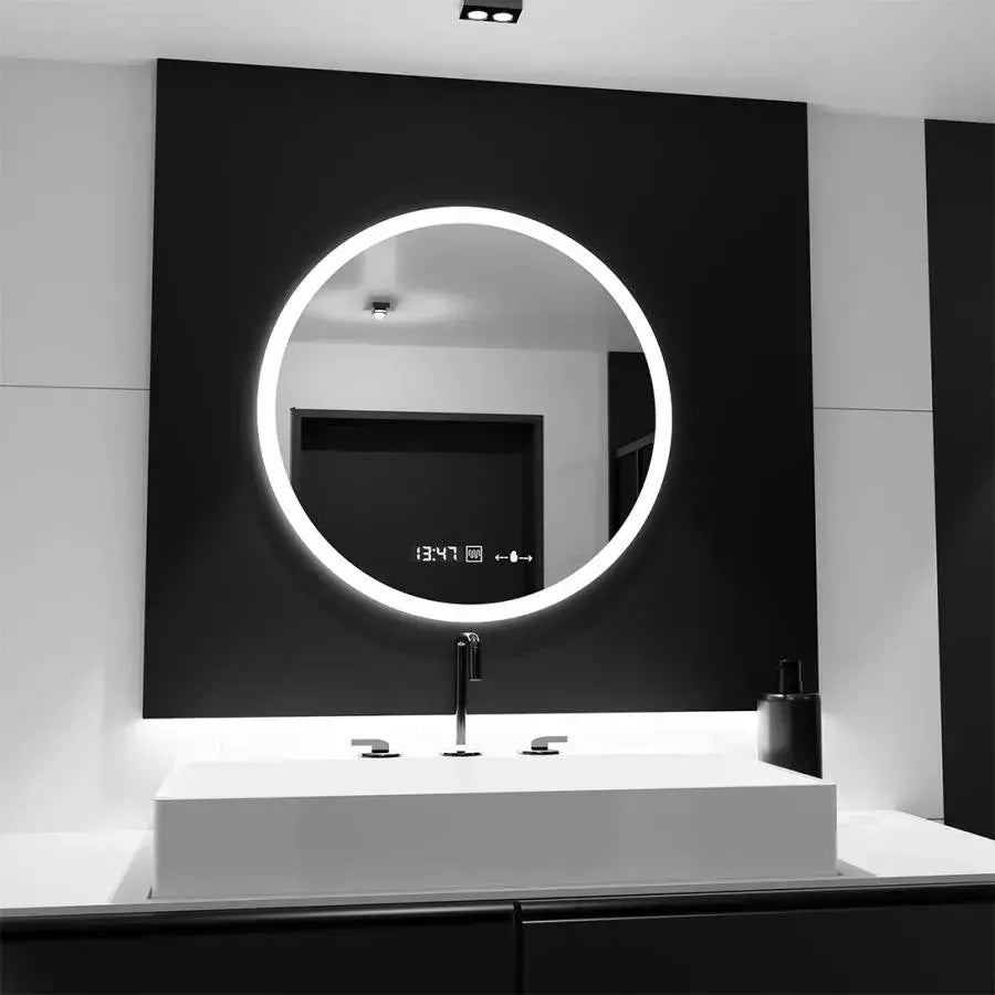 Oglinda LED Rotunda 60cm Giulia Senzor MotionGlow Marcello Sistem Dezaburire Ceas & Termometru Dimabila Oglinzi Marcello Default Title Alessandro Design