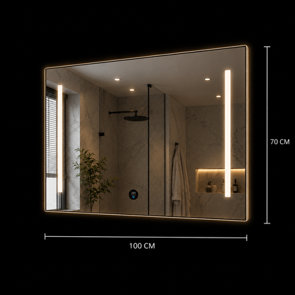 Καθρέφτης Giga LED, 80x60cm, Ασημί, Touch, 6000K φως