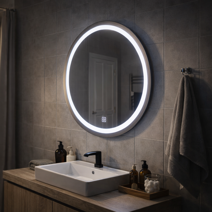 Καθρέφτης LED Touch Gallio, Διάμετρος 60 cm, Cold Light 6000K, Glass Simple LED Mirror Προεπιλεγμένος τίτλος Alessandro Design