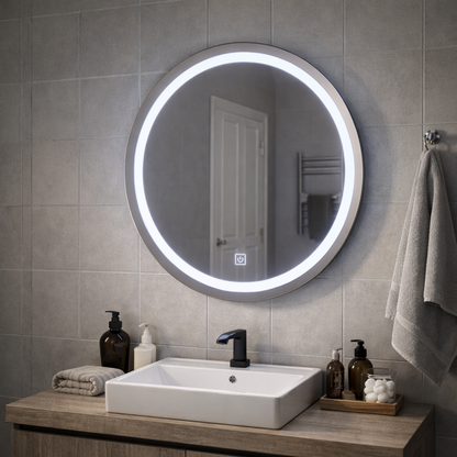Καθρέφτης LED Touch Gallio, Διάμετρος 60 cm, Cold Light 6000K, Glass Simple LED Mirror Προεπιλεγμένος τίτλος Alessandro Design
