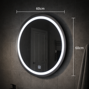 Καθρέφτης LED Touch Gallio, Διάμετρος 60cm, Cold Light 6000K, Γυαλί