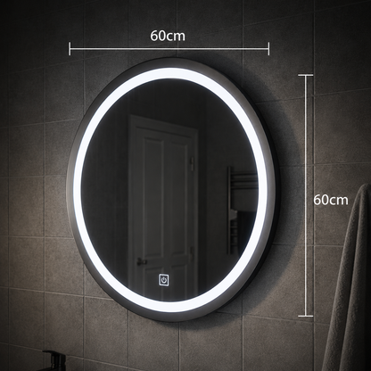 Καθρέφτης LED Touch Gallio, Διάμετρος 60cm, Cold Light 6000K, Γυαλί