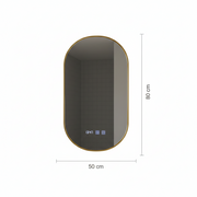 Konrad LED Touch Mirror System Demist, Ρολόι και Θερμοκρασία 50x80 cm Βουρτσισμένο Χρυσό Πλαίσιο, Ζεστό Ουδέτερο Ψυχρό Φως 3000K/4000K/6000K