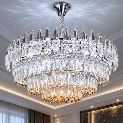 Κρυστάλλινος πολυέλαιος MAJESTIC Regalis 21x E14, Διάμετρος 80cm, Γυαλιστερό χρώμιο, Ρυθμιζόμενο ύψος