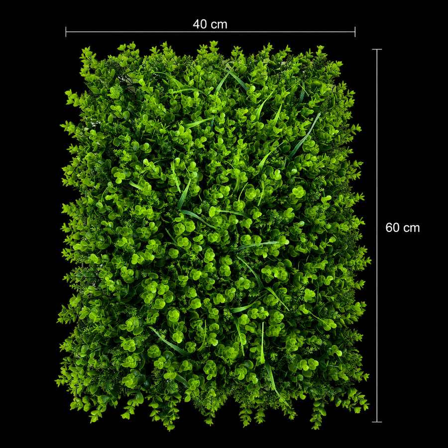 Panou de Gard Viu Artificial Eucalipt Mixt, 40 x 60 cm, Verde