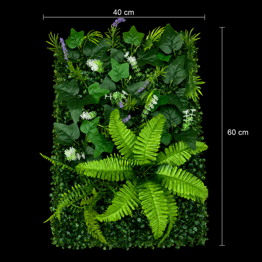 Panou de Gard Viu Artificial Lavandă Persană Mix, 40 x 60 cm, Verde