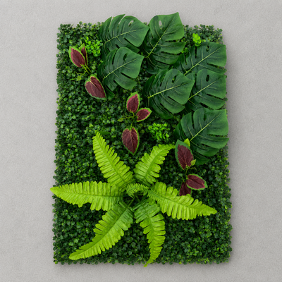 Τεχνητό φυτό Living Fence Panel Mix Monstera, 40 x 60 cm, Πράσινο