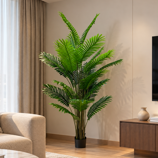 Τεχνητή Areca Φυτό Τύπου Φοίνικα, 25 φύλλα, 190 cm, Πράσινο