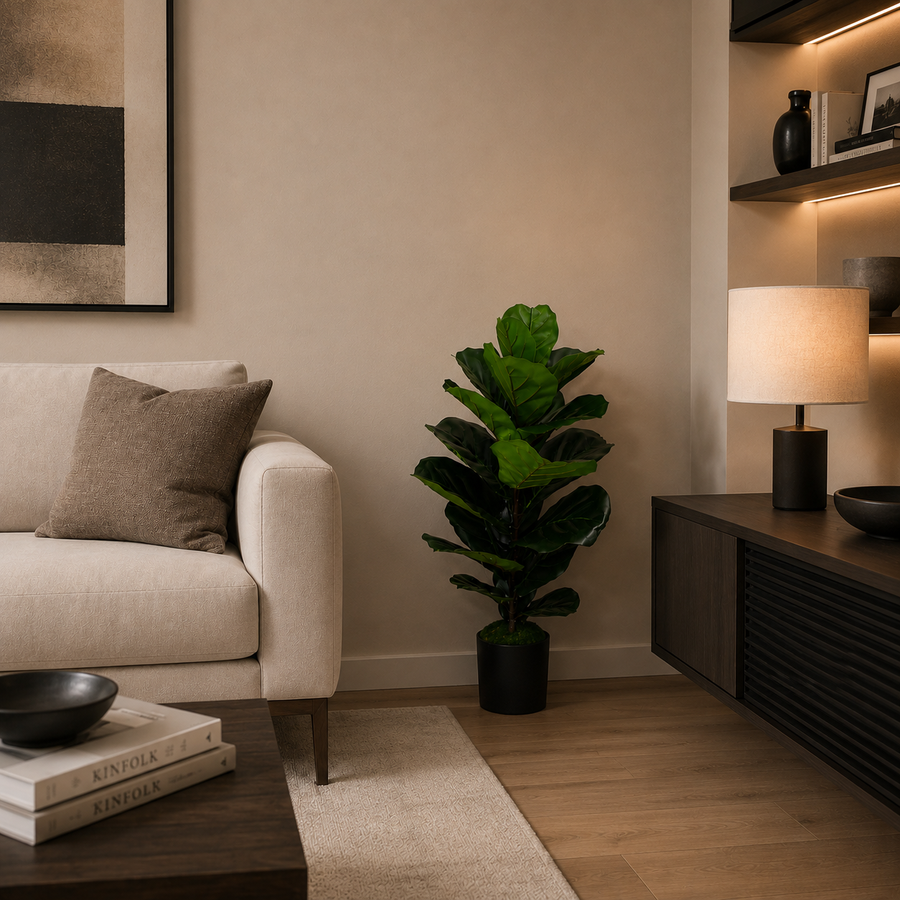 Τεχνητό Φυτό Δέντρο Τύπος Ficus, 2 Κλαδιά, 100 cm, Πράσινο, με Γλάστρα