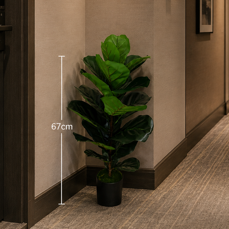 Τεχνητό Φυτό Δέντρο Τύπος Ficus, 2 Κλαδιά, 100 cm, Πράσινο, με Γλάστρα