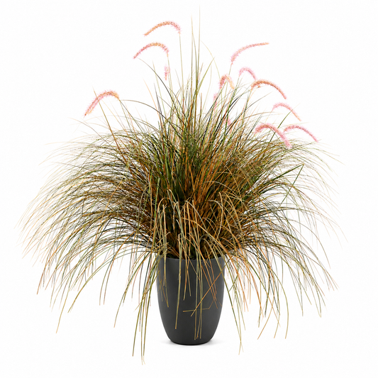 Καλλωπιστικό φυτό Foxtail Artificial Grass, 120cm, Καμπυλωτό γρασίδι και μπαχαρικά, πράσινο και ροζ, χωρίς γλάστρα