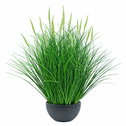 Τεχνητό φυτό, Διακοσμητικό γρασίδι σε γλάστρα, 61 cm, με 19 μπαχαρικά, πράσινο και λευκό