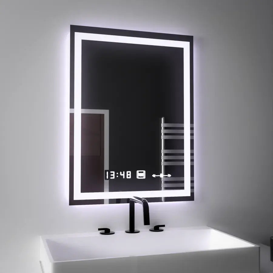 Ορθογώνιο LED Mirror 45x60cm Verite Motionglow Marcellow Dimable Clock System & Dimable Thermometer