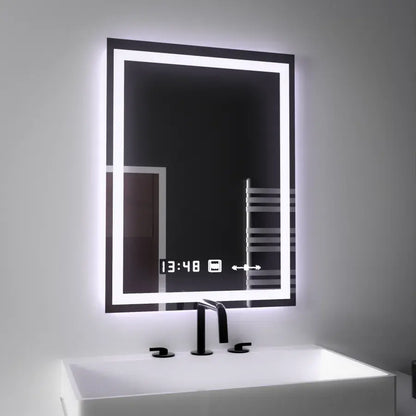 Ορθογώνιο LED Mirror 45x60cm Verite Motionglow Marcellow Dimable Clock System & Dimable Thermometer