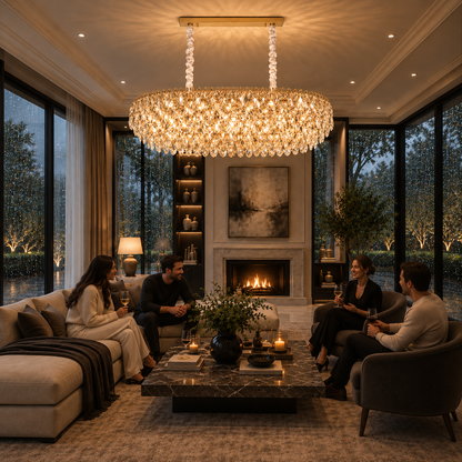 ERDENET Supremo Crystal Chandelier, 12xE14, 92x38x36 cm, Metal and Crystal, Shiny Gold, Ρυθμιζόμενο ύψος