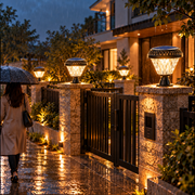 Ηλιακός λαμπτήρας LED για εξωτερικό πόλο KATTAKURGAN, 8W, Θερμό/Ψυχρό/Ουδέτερο φως + RGB, Στρογγυλό σχήμα, Αλουμίνιο, Μαύρο, Ρυθμιζόμενο