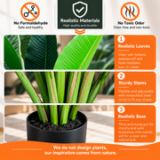 Τεχνητό φυτό Τύπος Strelitzia Nicolai (Bird of Paradise), 180 cm, 13 φύλλα, Πράσινο
