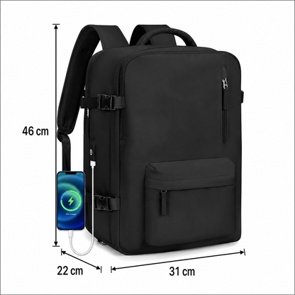 Σακίδιο πλάτης Travel Business ALMATY, Με Θύρα USB, 31x22x46cm Oxford, Μαύρο