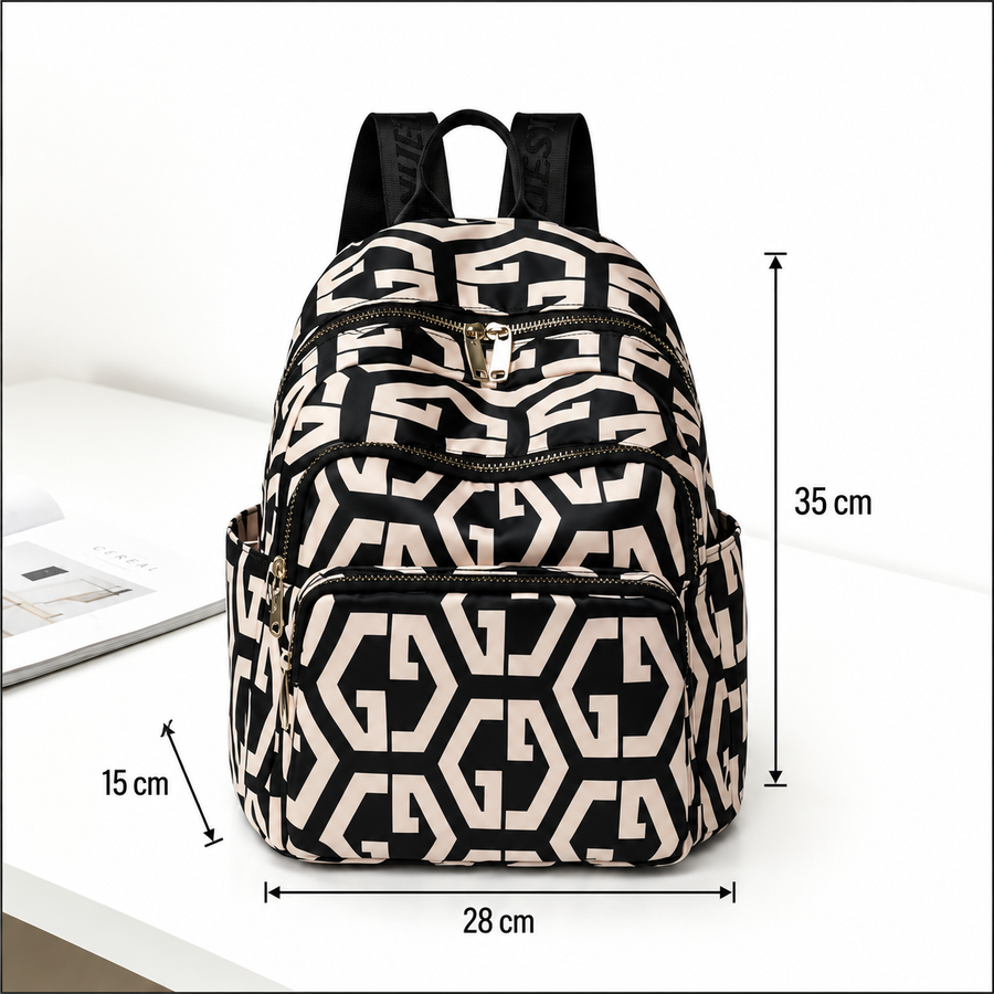 BUKHARA Travel Business Backpack, 28x15x35 cm, Oxford, Ασπρόμαυρο