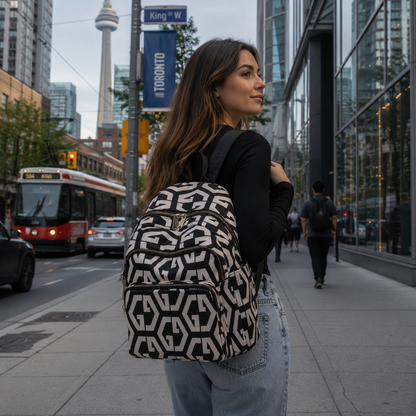 BUKHARA Travel Business Backpack, 28x15x35 cm, Oxford, Ασπρόμαυρο