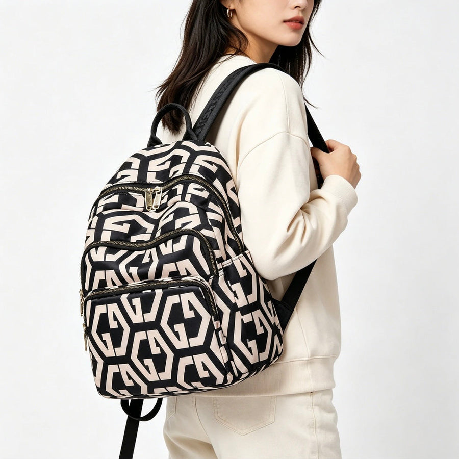 BUKHARA Travel Business Backpack, 28x15x35 cm, Oxford, Ασπρόμαυρο